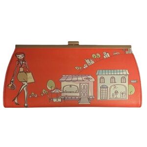 BEAN POLE LADY IN RED LARGE CLUTCH - ORANGE (NEW WITH TAGS)